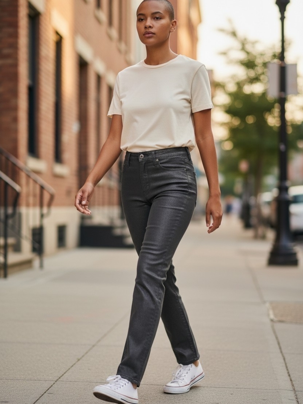NWT Le Jean Sabine Straight Leg Jeans 29 Black Coated High Rise Made USA